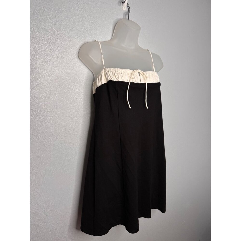 NWT Reformation Sadie Knit Black&White Spaghetti Strap Mini Dress Woman’s Size L - Picture 4 of 11